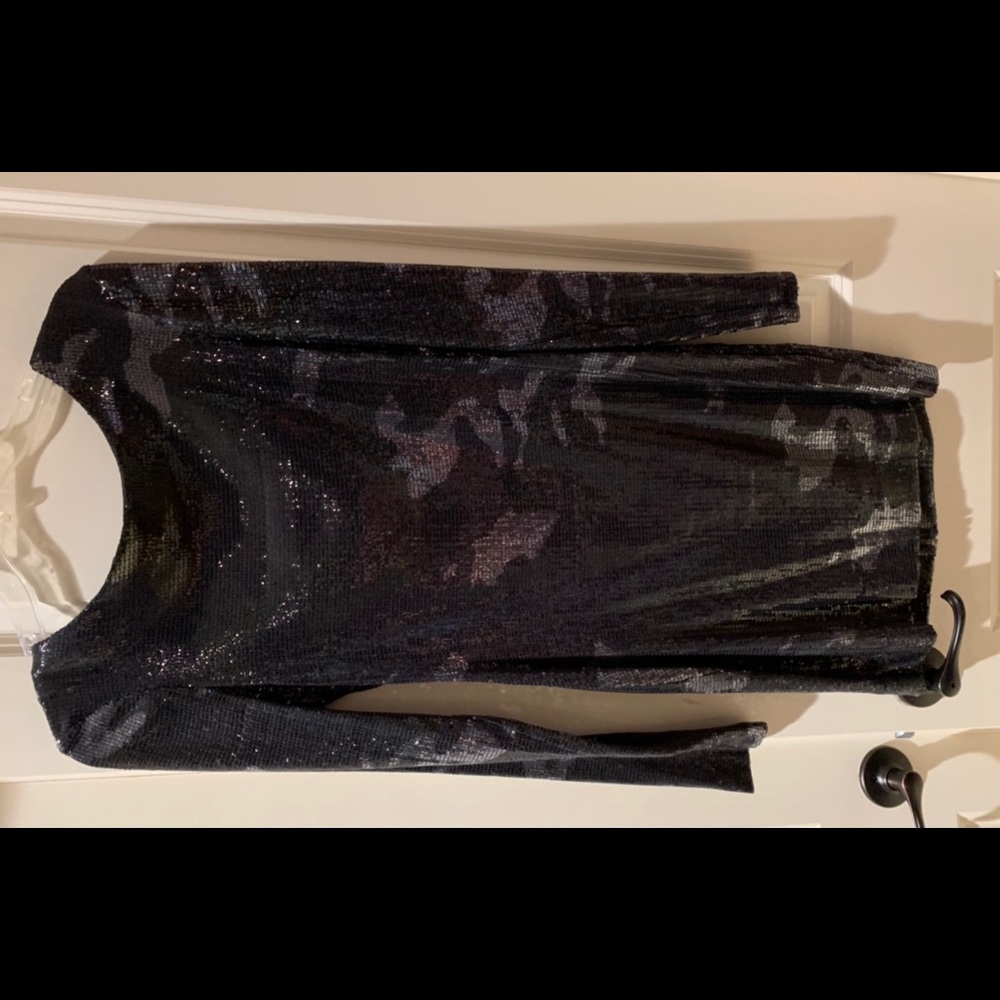 Cut25 Black & Gray Camo Sequin Long Sleeve Dress